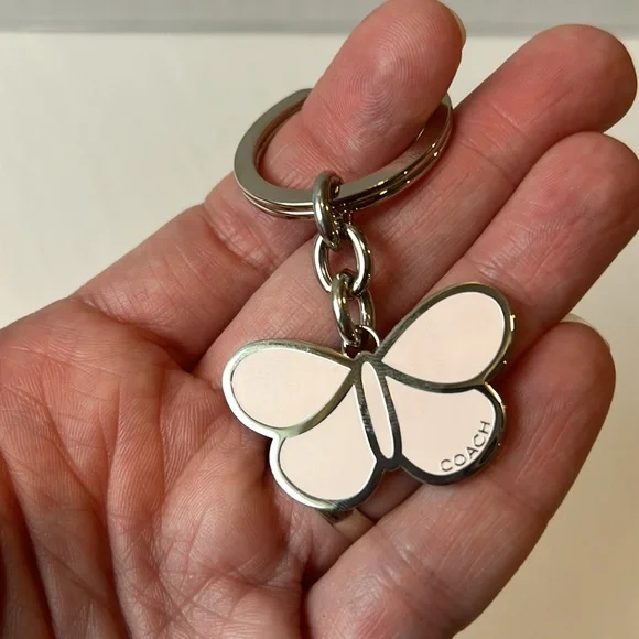 NWOT COACH Butterfly Keychain Fob Purse Charm in Pastel Pink - Picture 5 of 7